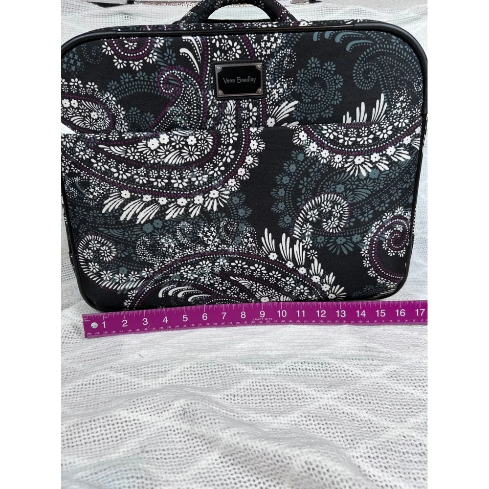Vera Bradley Rolling Laptop Bag Women Black White Paisley Travel Excellent
